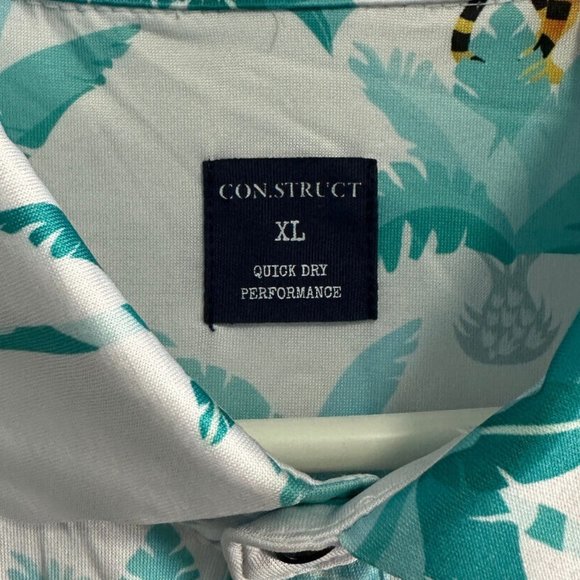 Construct Golf Shirt Aqua Green Palms & Tiger Sz XL - Picture 4 of 9